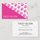 ピンクモダンドッグウォーカー又はペットトリマー 名刺 (正面/裏面)