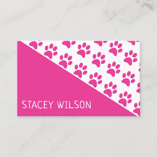 ピンクモダンドッグウォーカー又はペットトリマー 名刺 (正面)