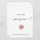 ピンクモダンドット最初のプロセッコ記号 招待状 (正面/裏面)