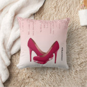 ピンクモダンドリップグリッターとハイヒール クッション (ブランケット)