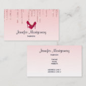 ピンクモダンドリップグリッターとハイヒール 名刺 (正面/裏面)