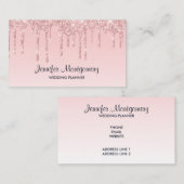 ピンクモダンドリップグリッターファンシーエレガント 名刺 (正面/裏面)