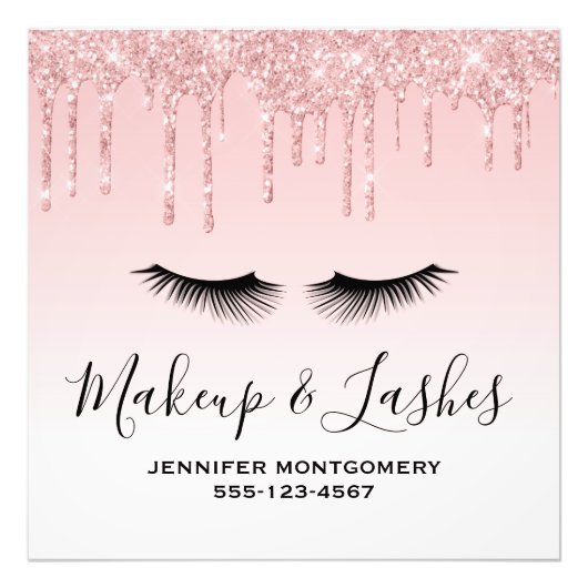 ピンクモダンドリップグリッター&まつげ フォトプリント            (正面)