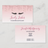 ピンクモダンドリップグリッター&黒まつ毛 名刺 (正面/裏面)