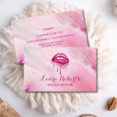 ピンクモダンドリップメイクアップアーティスト 名刺