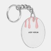 ピンクモダンドリップ名 キーホルダー (正面左)