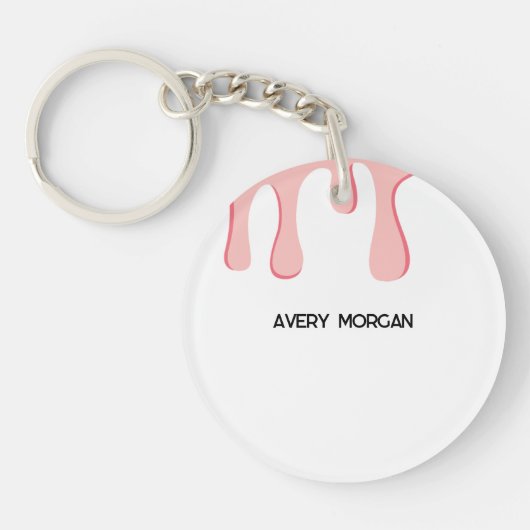 ピンクモダンドリップ名 キーホルダー (正面)