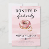 ピンクモダンドーナツとダイヤモンドブライダルシャワー 招待状 (正面)
