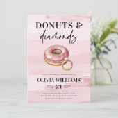 ピンクモダンドーナツとダイヤモンドブライダルシャワー 招待状 (スタンド正面)