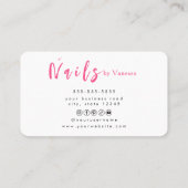 ピンクモダンネイリストモダン爪、 ネイルアートサロン 名刺 (裏面)