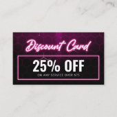 ピンクモダンネオン美容師プロモーション 割引カード (正面)