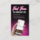 ピンクモダンネオン美容師Instagram写真 名刺 (裏面)