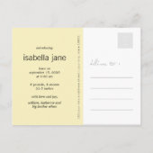 ピンクモダンネスティングバードファミリーシンプルフォト誕生 案内ポストカード (裏面)