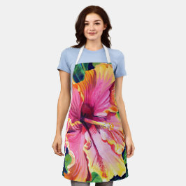 ピンクモダンハイビスカス エプロン