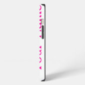 ピンクモダンハウンドトゥース+名前 iPhoneケース (左側面)