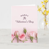 ピンクモダンハッピーバレンタインデー カード (黄色い花)