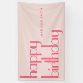 ピンクモダンハッピーバースデー 横断幕 (縦)