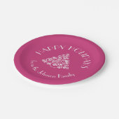 ピンクモダンハッピーホリデーズクリスマス ペーパープレート (アングル)