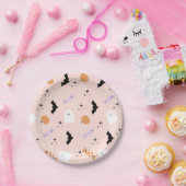 ピンクモダンハローウィンパーティ ペーパープレート (パーティー)