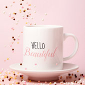 ピンクモダンハロービューティフル引用文 マグカップ
