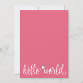 ピンクモダンハローワールドフォト誕生統計 案内状 (裏面)