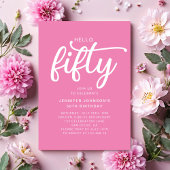 ピンクモダンハロー50誕生日 招待状
