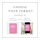 ピンクモダンハロー50誕生日 招待状