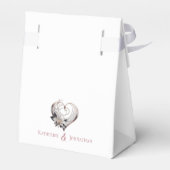 ピンクモダンハートと花結婚付き フェイバーボックス (裏面サイド)