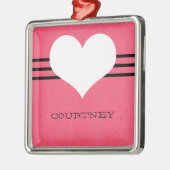 ピンクモダンハートオーナメント メタルオーナメント (左)