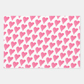 ピンクモダンハートバレンタインデラッピング紙S ラッピングペーパーシート (正面3)