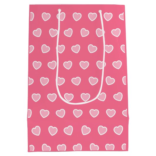 ピンクモダンハートバレンティンデイコレクション ミディアムペーパーバッグ (裏面)