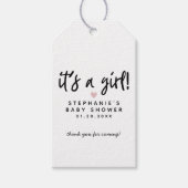 ピンクモダンハートベビーシャワーメッセージカード ギフトタグ (正面)