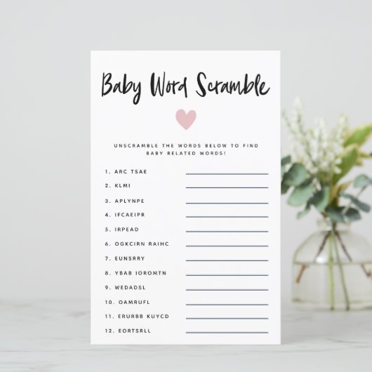 ピンクモダンハートベビーワードスクランブルゲーム (スタンド正面)