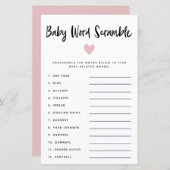ピンクモダンハートベビーワードスクランブルゲーム (正面/裏面)