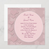 ピンクモダンハート結婚式招待状 招待状 (正面/裏面)