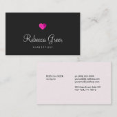 ピンクモダンハート美容師ブラック 名刺 (正面/裏面)