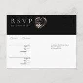 ピンクモダンハート-RSVP-結婚s- ポストカード (裏面)