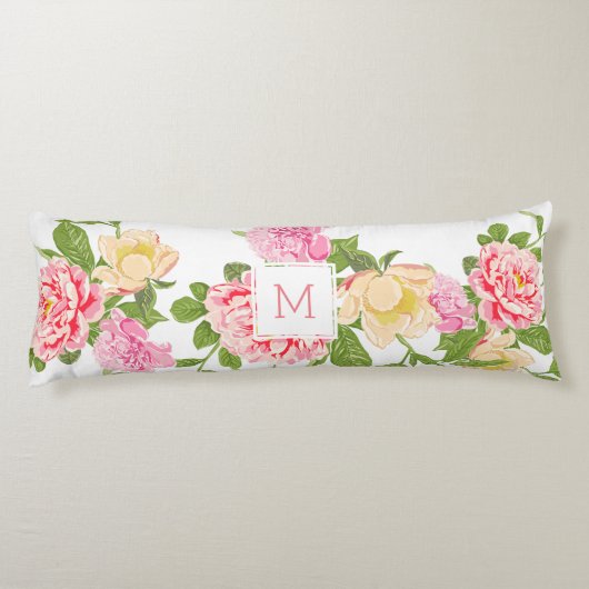 ピンクモダンバラ7イエローフラワーイラストレーション ボディピロー (裏面)