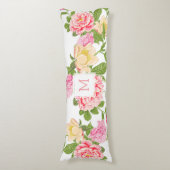 ピンクモダンバラ7イエローフラワーイラストレーション ボディピロー (正面縦)