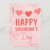 ピンクモダンバレンタインパーティの招待状 招待状 (正面/裏面)