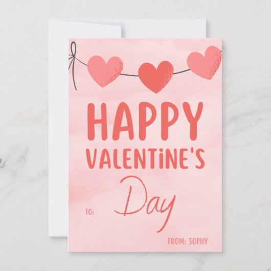 ピンクモダンバレンタインパーティの招待状 招待状 (正面)