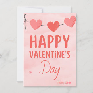 ピンクモダンバレンタインパーティの招待状 招待状