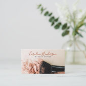 ピンクモダンパウダー&ブラシメイクアップアーティスト 名刺 (スタンド正面)