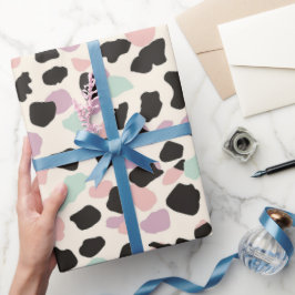 ピンクモダンパステルヒョウ ラッピングペーパー