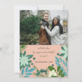 ピンクモダンパステルフローラメリークリスマスフォト シーズンカード (裏面)