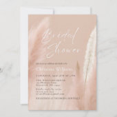 ピンクモダンパンパスグラスブライダルシャワー 招待状 (正面)