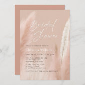 ピンクモダンパンパスグラスブライダルシャワー 招待状 (正面/裏面)