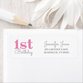 ピンクモダンパーティーの誕生日差出人住所 ラベル (インサイチュ)