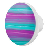 ピンクモダンパープルアクアストライプ セラミックノブ (右)