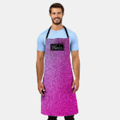 ピンクモダンパープルグラデーショングリッター美容師 エプロン (着用した状態)